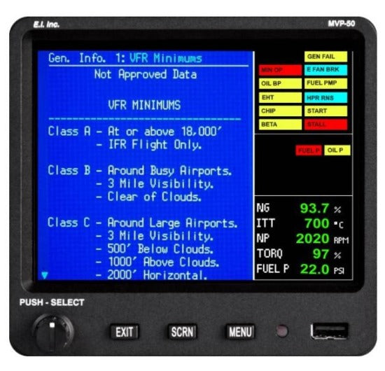 ELECTRONICS INTERNATIONAL MVP-50T Engine Monitor for Turboprops/Jets ...